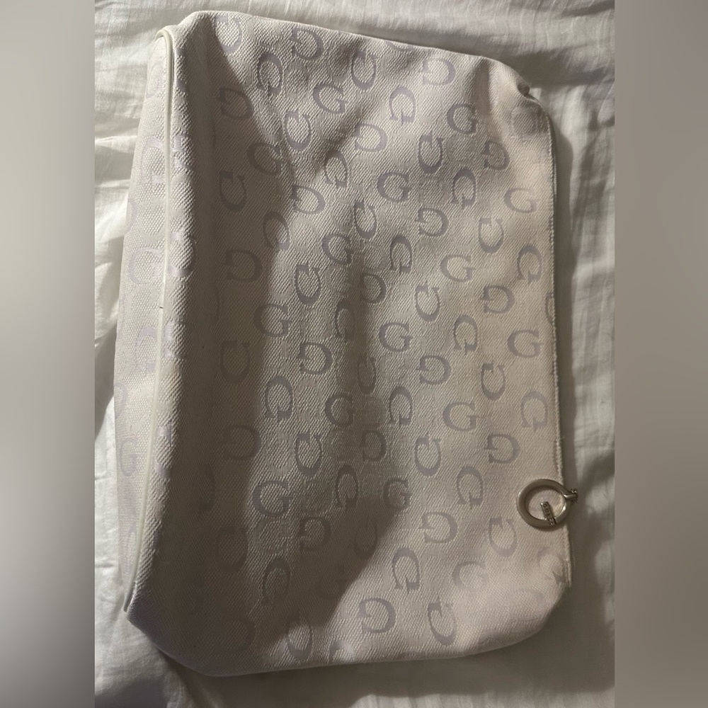White and Gray Monogram Pouch
